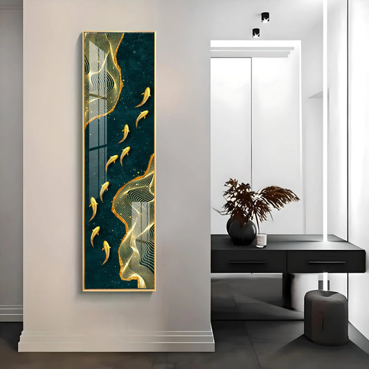 Glittering Fishes Luxury Crystal Vertical Wall Art