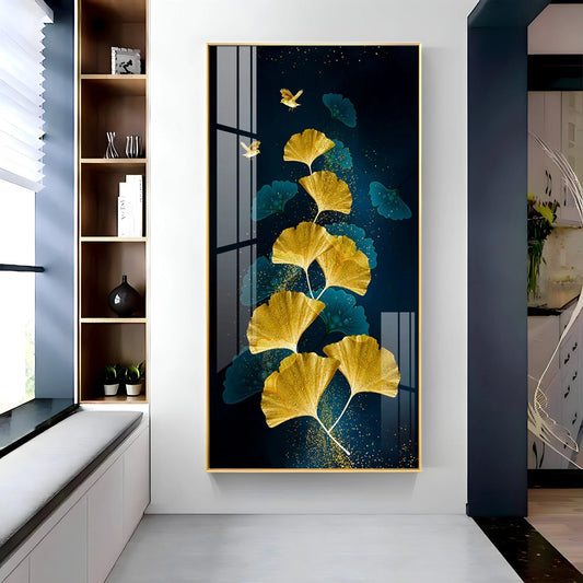 Glittering Leaves Luxury Crystal Wall Art