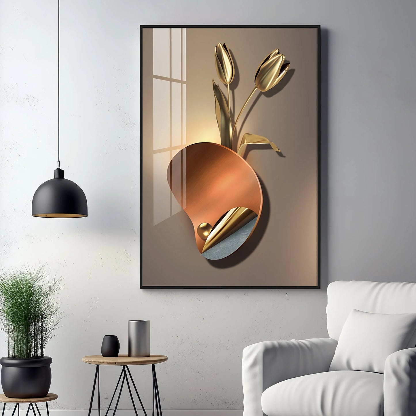 Golden Rose Aura Luxury Crystal Vertical Wall Art
