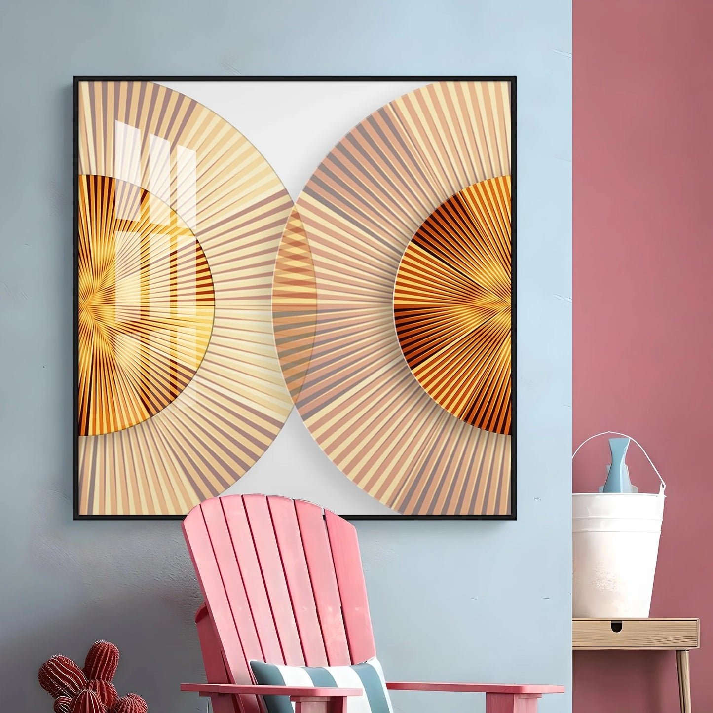 Golden Simple Style Round Premium Acrylic Square Wall Art