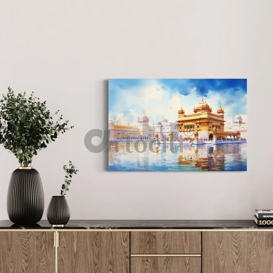 Golden Temple Watercolor Canvas Prints (24x16 & 30x20 Inches)