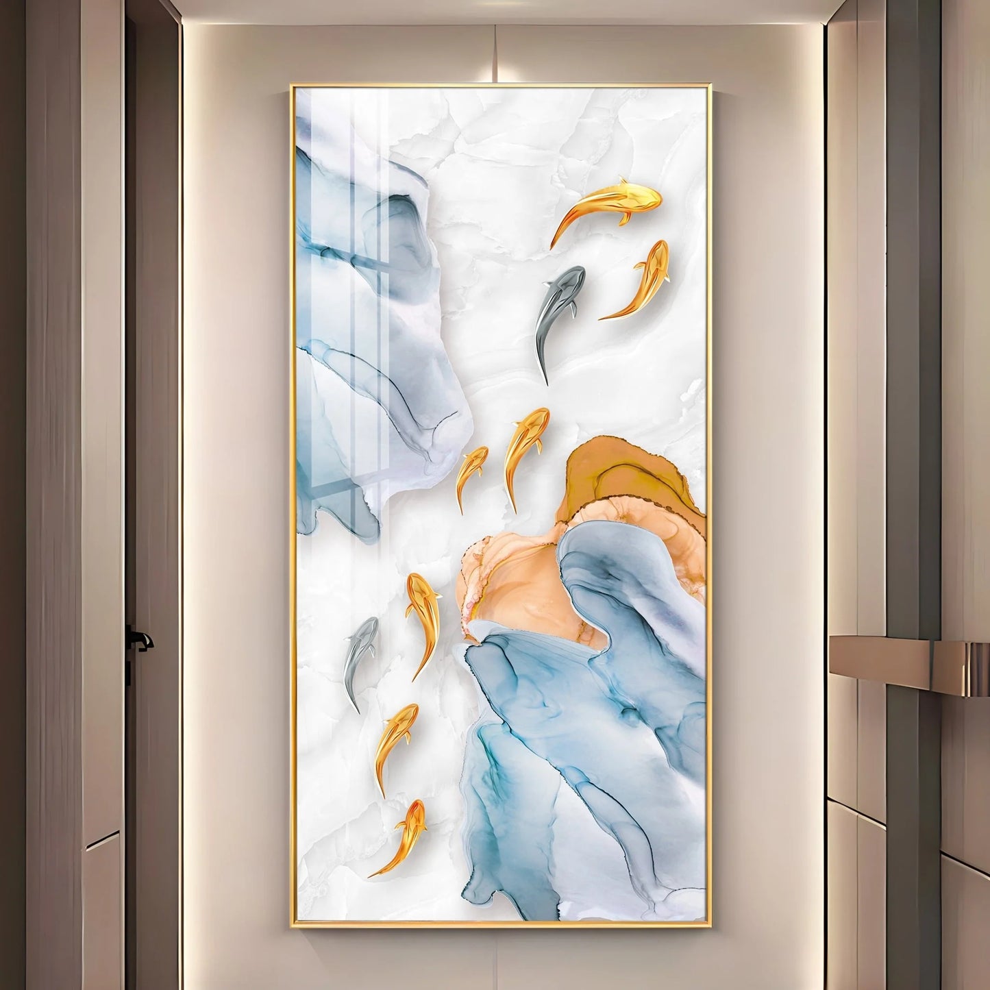 Goldfish Luxury Crystal Vertical Wall Art