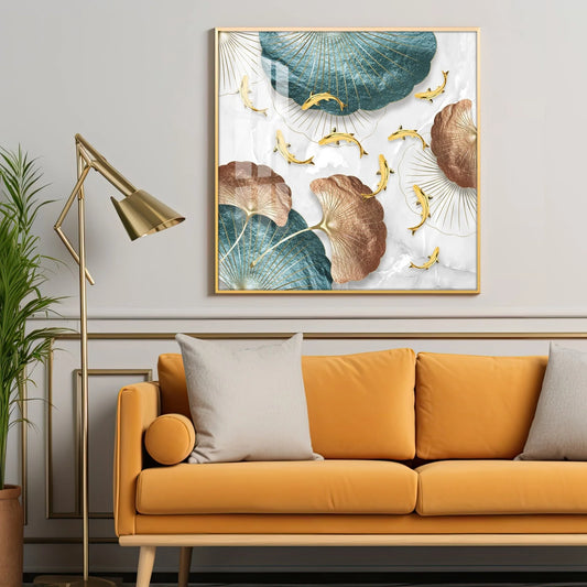 Goldfish River Luxury Crystal Square Wall Art