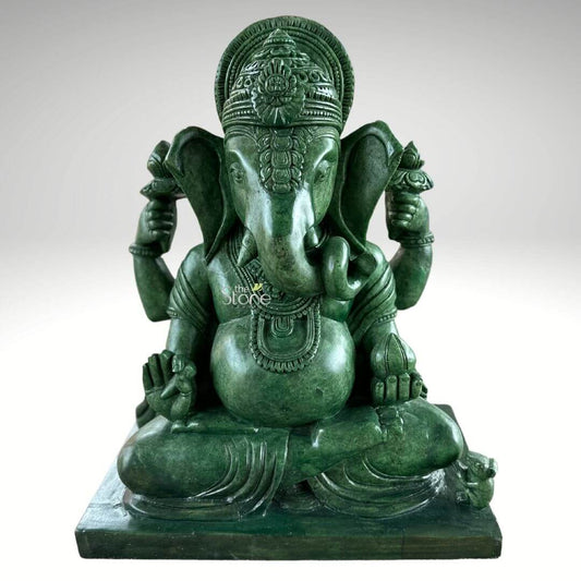 Green Ganesha Idol 15″