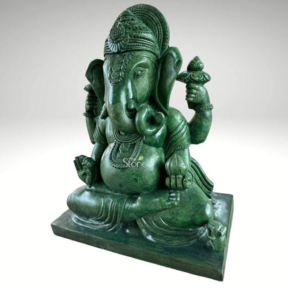Green Ganesha Idol 15″