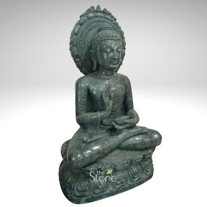 Buddha Statue in Abhaya Mudra Green Stone 2ft