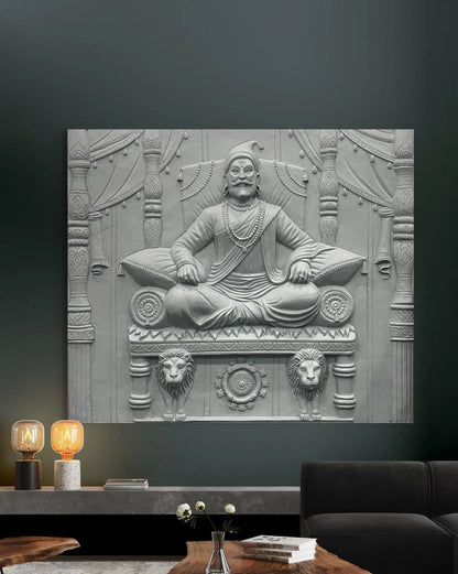 5.2X4.5 Feet Chattrapati Shivaji Maharaj 3D Relief Mural Wall Art