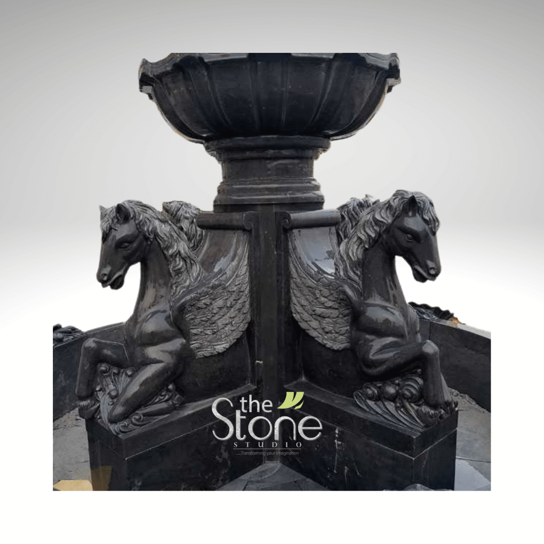 Black Marble Fountain Sculpture 8ft