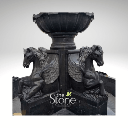 Black Marble Fountain Sculpture 8ft