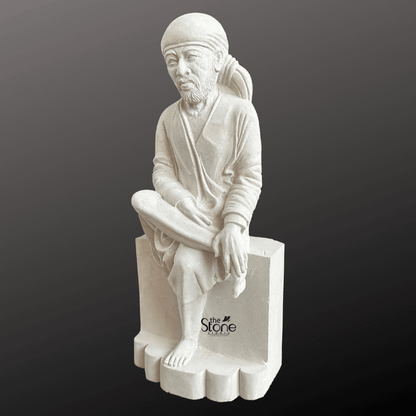 White Stone Sai Baba Statue 18″