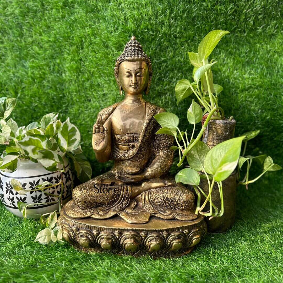 Gautam Buddha Brass Statue 16″