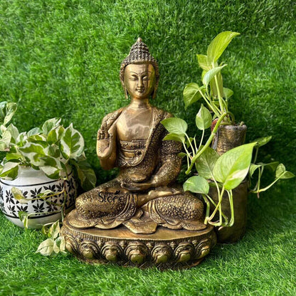 Gautam Buddha Brass Statue 16″