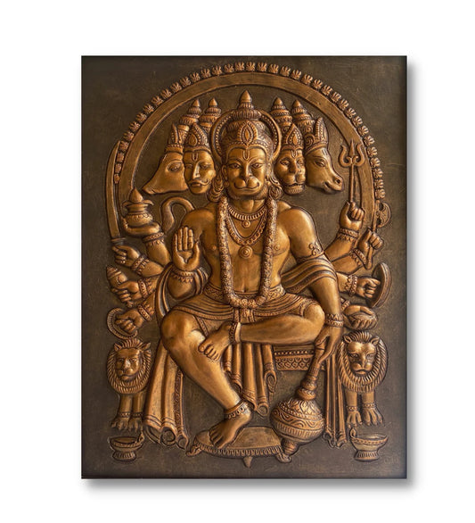 Panchmukhi Hanuman 3D Relief Mural Wall Art In 3 Sizes