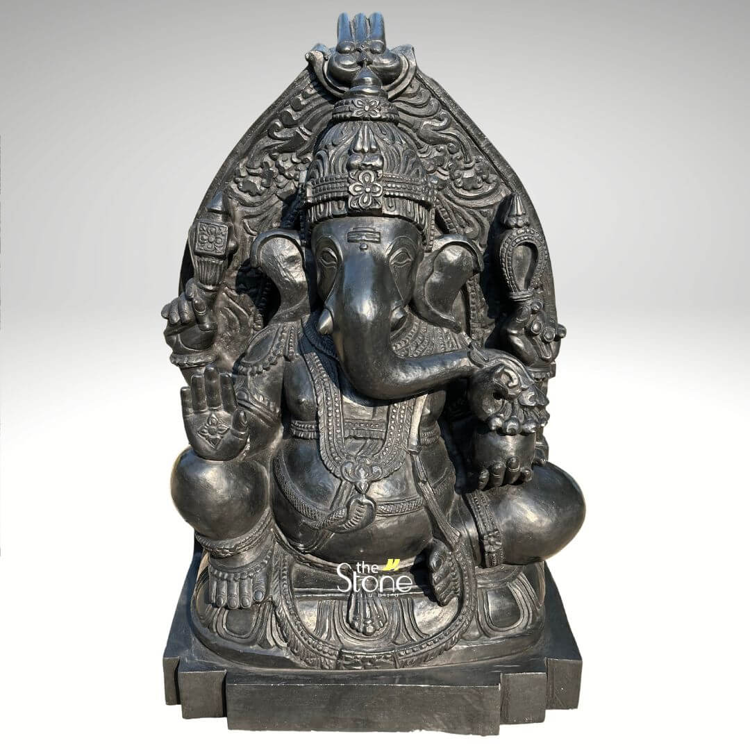 Black Stone Ganesh Statue 24″