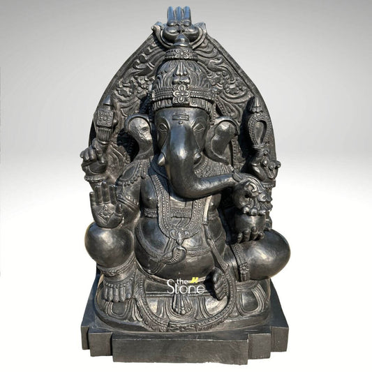 Black Stone Ganesh Statue 24″