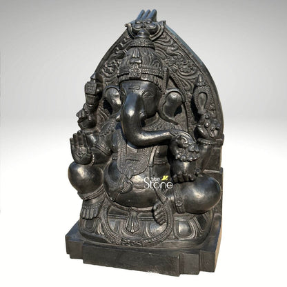 Black Stone Ganesh Statue 24″
