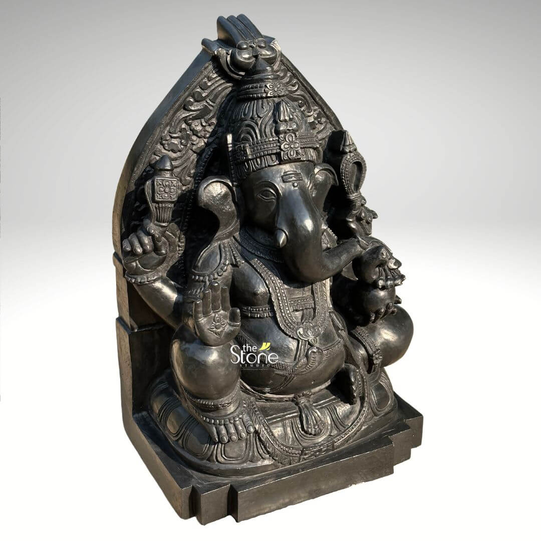 Black Stone Ganesh Statue 24″