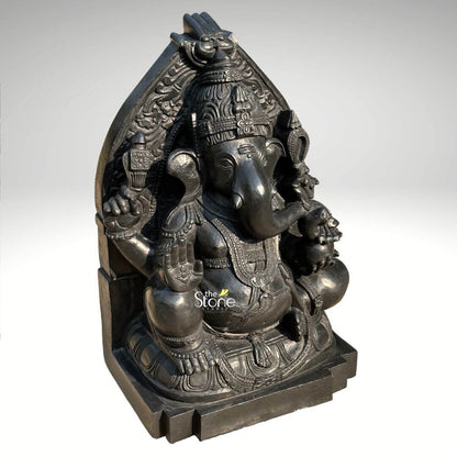Black Stone Ganesh Statue 24″