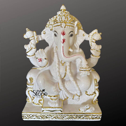 18 Inch Marble Ganesha Statue