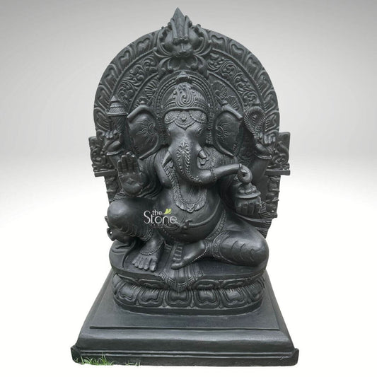 Black Stone Ganesha Murti 30″