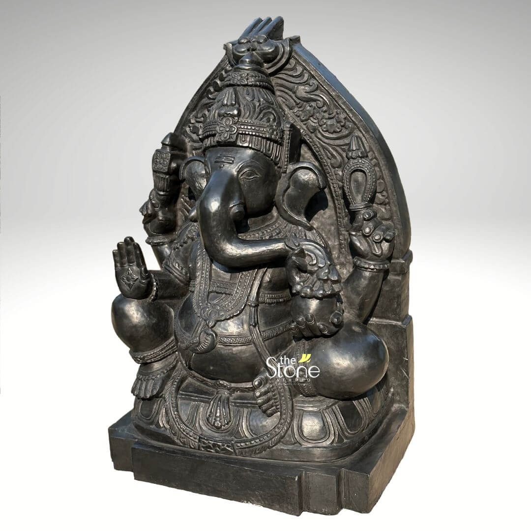 Black Stone Ganesh Statue 24″