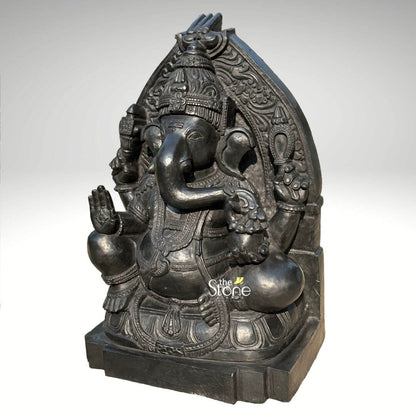 Black Stone Ganesh Statue 24″