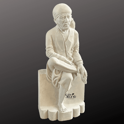 White Stone Sai Baba Statue 18″