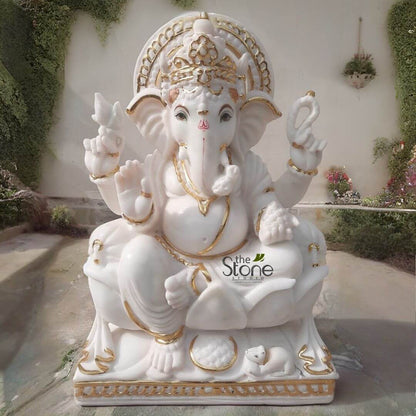 1.5 feet marble ganesha statue