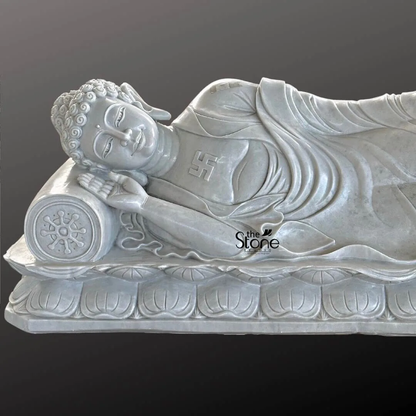 White Marble Sleeping Buddha 6ft