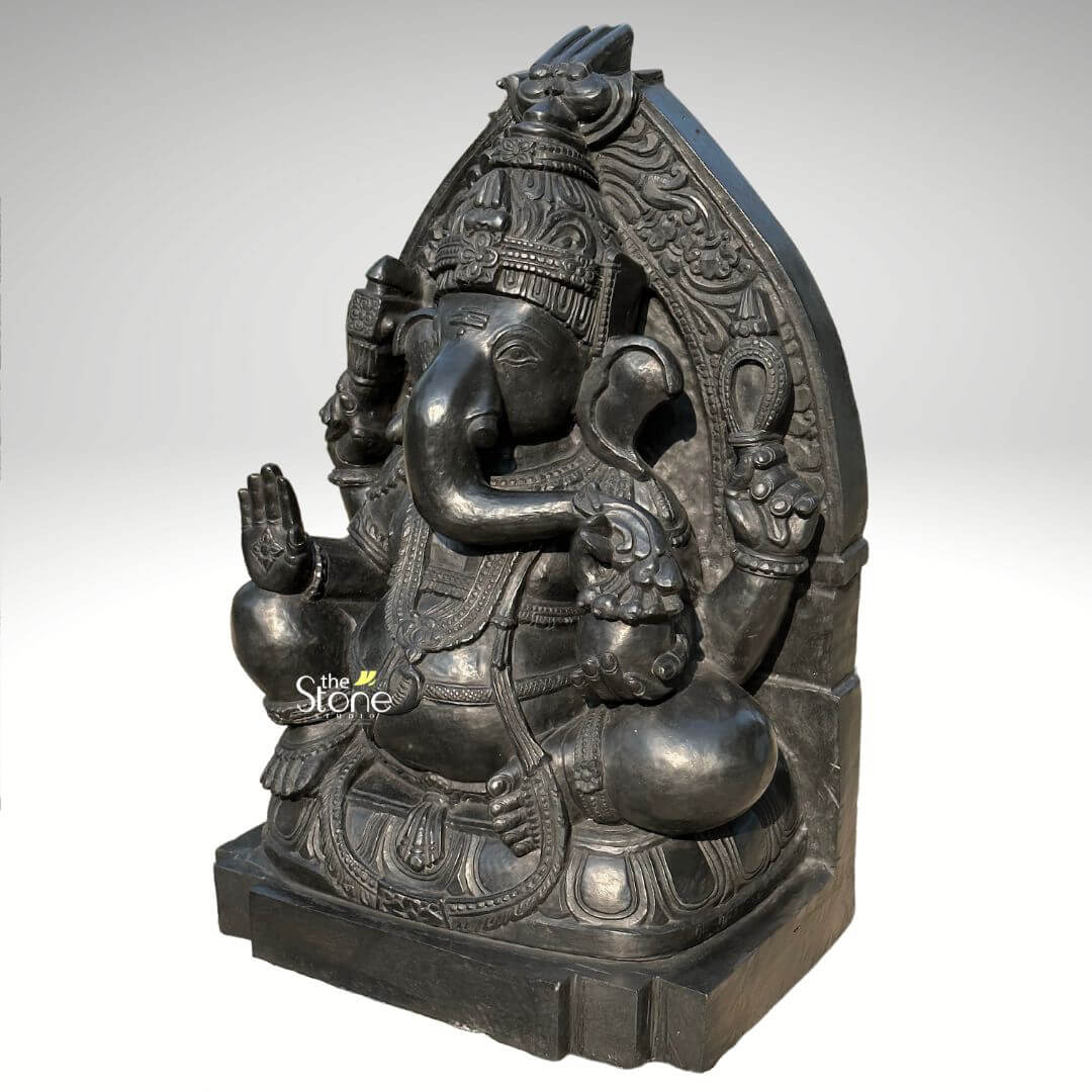 Black Stone Ganesh Statue 24″