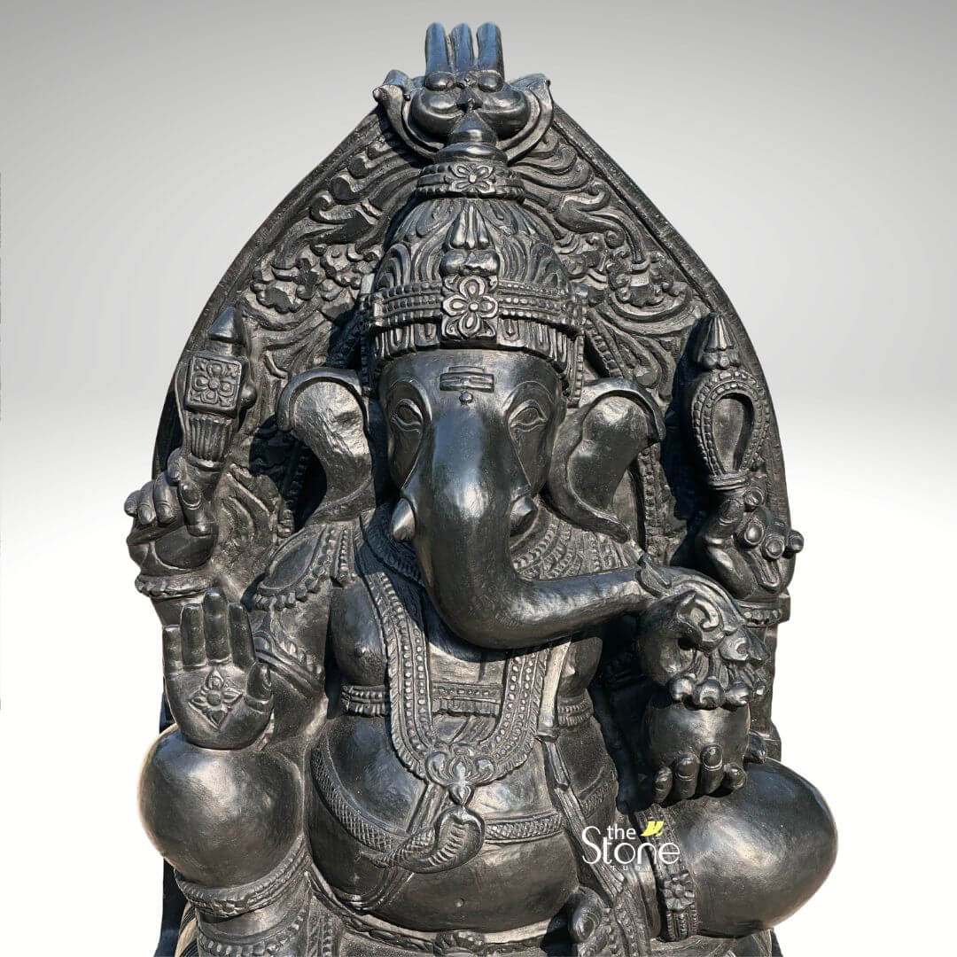 Black Stone Ganesh Statue 24″