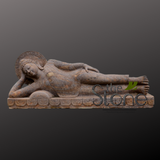 Sleeping Buddha Statue in Sandstone 4ft