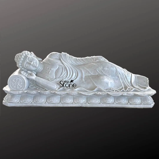 White Marble Sleeping Buddha 6ft