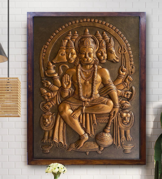 Panchmukhi Hanuman 3D Relief Mural Wall Art