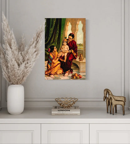 Infant Krishna With Yashoda By Raja Ravi Varma Famous Canvas Painting