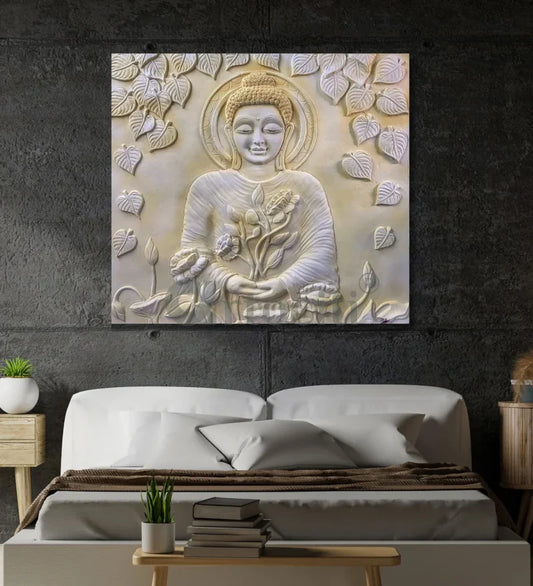 5x4.5 Feet Large size 3D Buddha with Chakra Relief Mural Wall Art