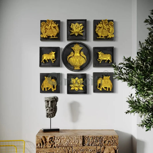 Set of 9 Decorative Wall Motifs Traditional Indian Art Decor