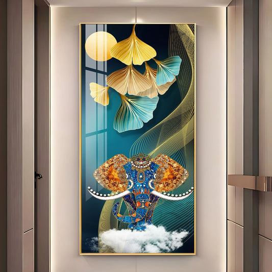 Jeweled Elephant Luxury Crystal Vertical Wall Art