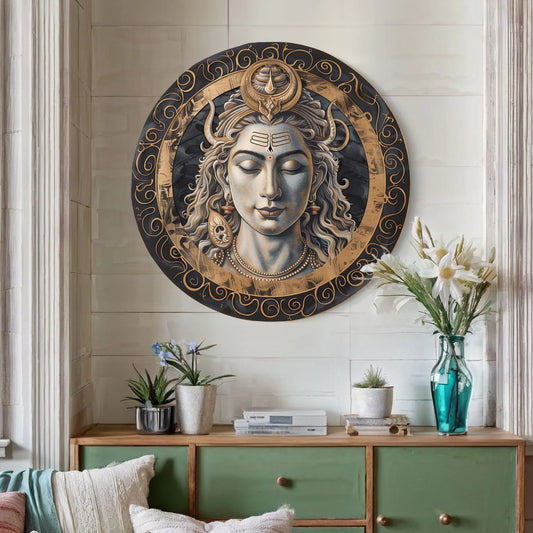 Round Shiv Ji Canvas Giclee Print
