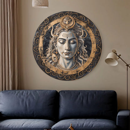 Round Shiv Ji Canvas Giclee Print