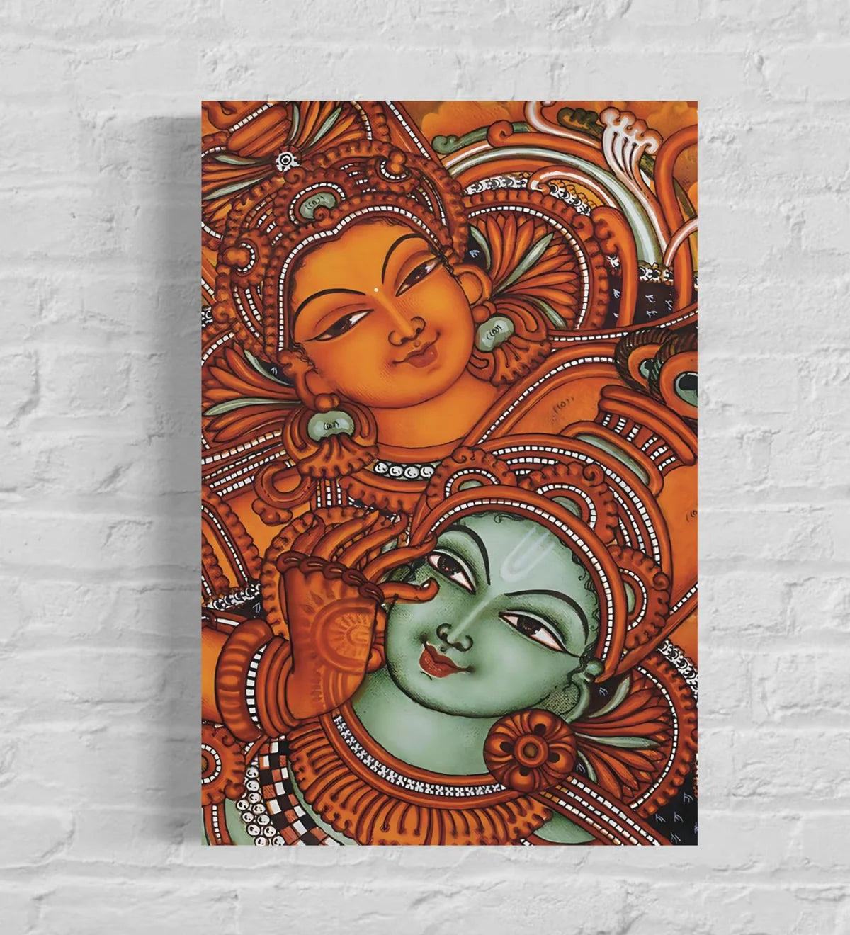 Colorful Kerala Mural Krishna Radha Canvas Painting