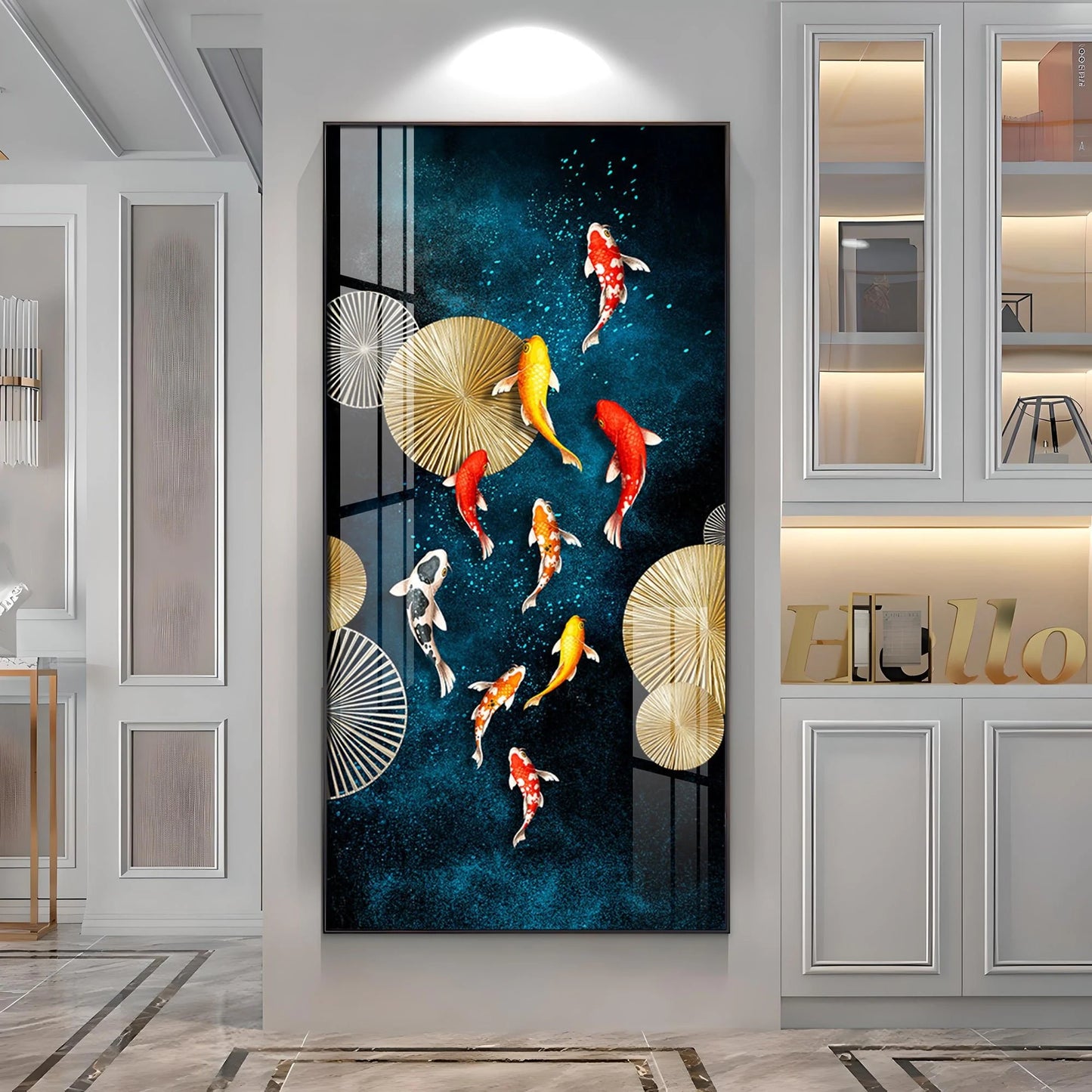 Koi Fish Feng Shui Luxury Crystal Wall Art