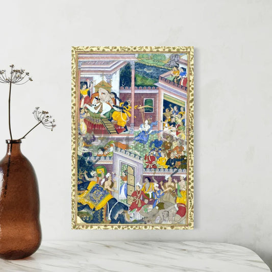 Krishna Kills His Uncle Kamsa Canvas Giclee Print Mughal art