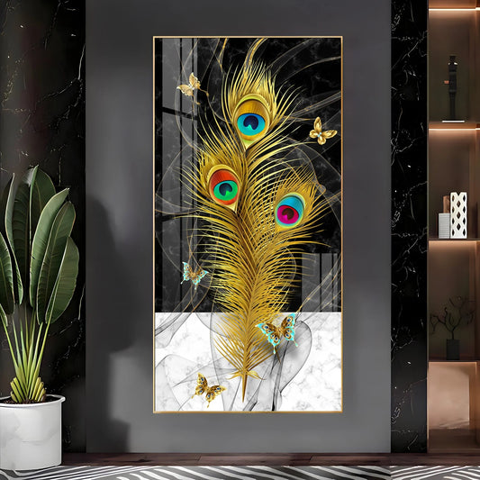 Krishna Mor Pankh Luxury Crystal Vertical Wall Art
