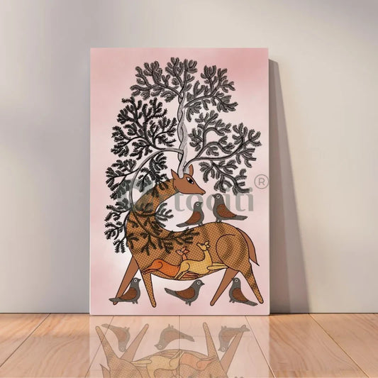 Large Size Gond Art Canvas Painting