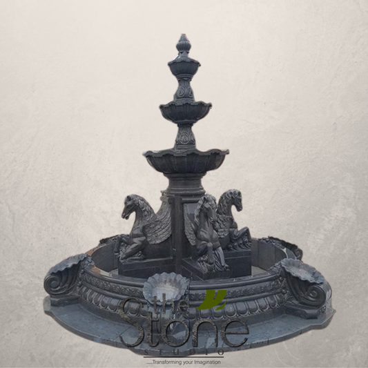 Black Marble Fountain Sculpture 8ft