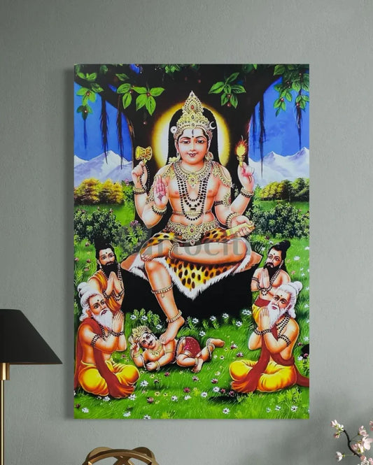 Lord Dakshinamurthy Under the Banyan Tree Canvas Painting