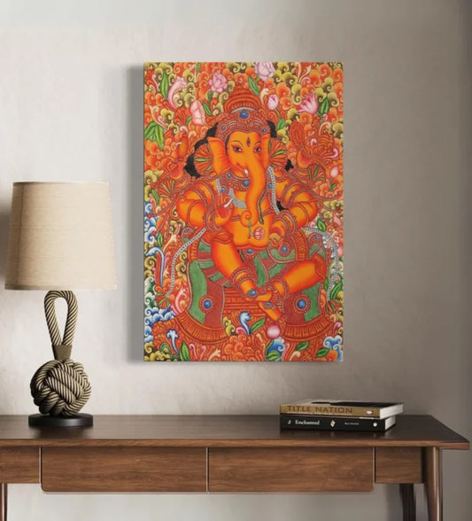 Lord Ganesha Kerala Mural Canvas Print