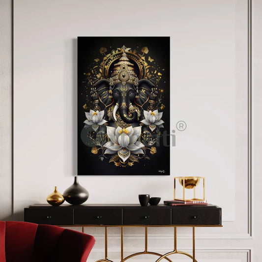 Lord Ganesha Modern Abstract Canvas Giclee Print