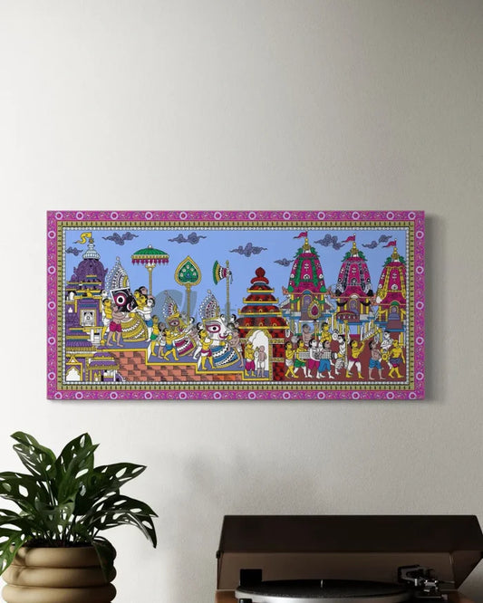 Lord Jagannath Rath Yatra Orissa Pattachitra Canvas Painting | Traditional Odisha Art